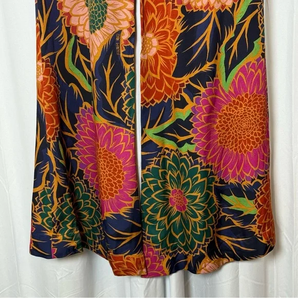 Farm Rio Vintage Garden Satin Flare Pants Womens Small NWT Luxe Boho - Picture 13 of 16